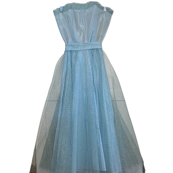 Vintage 50s Fit Flare Ice Blue tea length gown dress princess cinderella costume - Picture 5 of 12